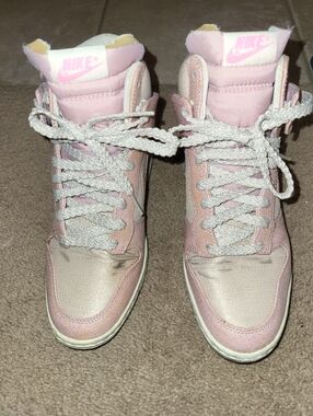 Nike Women’s Light Pink High-Top Sneakers With Hidden Wedge